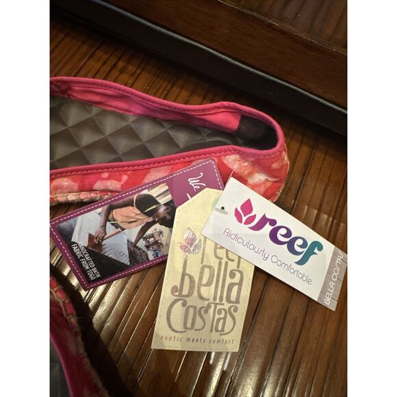Reef Sunsoaked Size 7 Bella Costa Pink Stripe Slip On Cushioned Espadrilla Flats - Picture 9 of 12